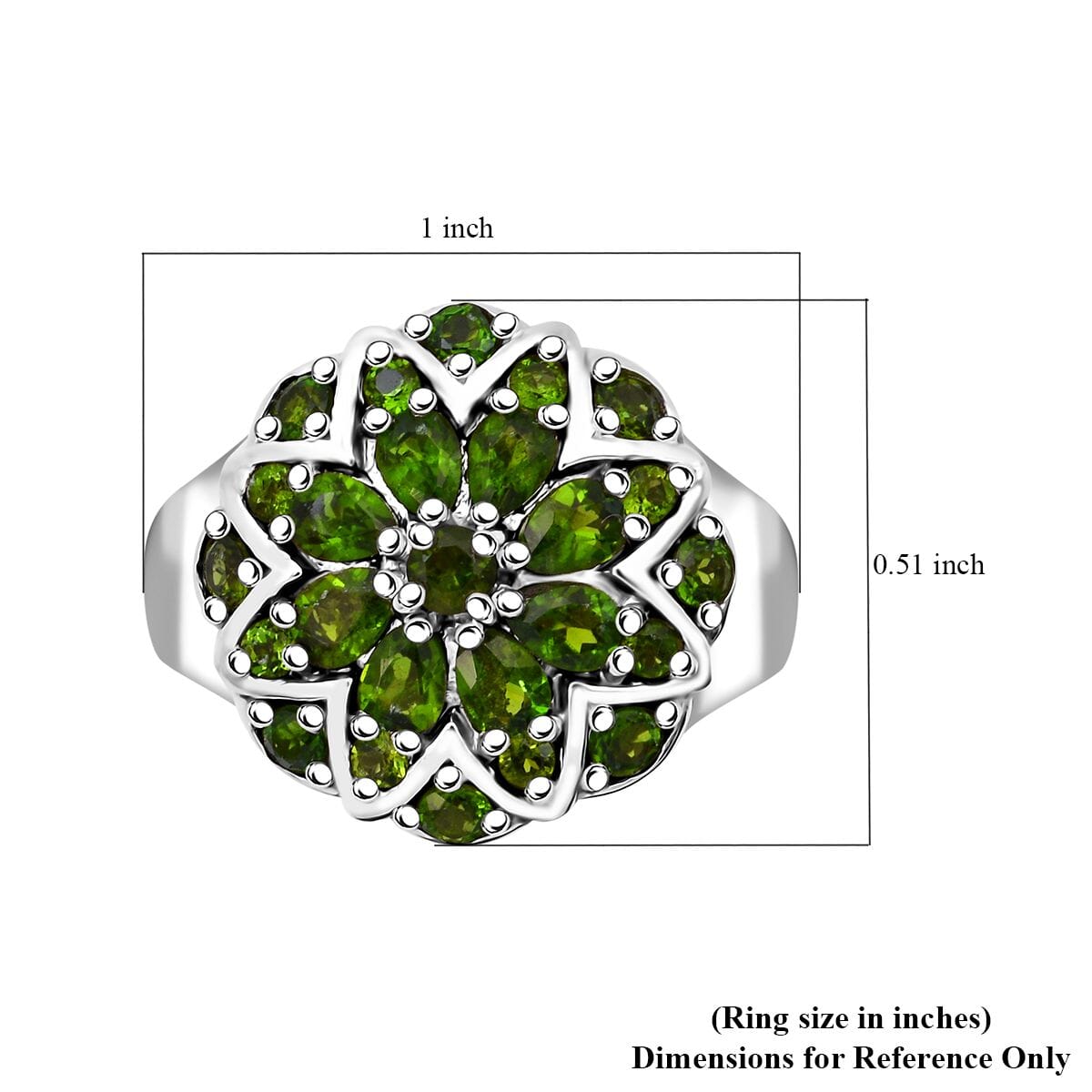 Chrome Diopside 2.15 ctw Ring in Platinum Over Sterling Silver (Size 10.0)  image number 2