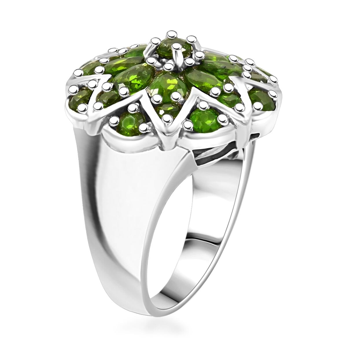 Chrome Diopside 2.15 ctw Ring in Platinum Over Sterling Silver (Size 10.0)  image number 3