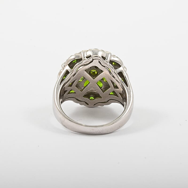 Chrome Diopside 2.15 ctw Ring in Platinum Over Sterling Silver (Size 10.0) 