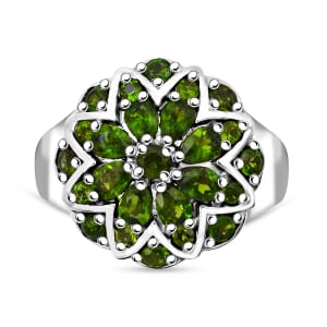 Chrome Diopside 2.15 ctw Ring in Platinum Over Sterling Silver (Size 8.0) 