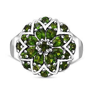 Chrome Diopside 2.15 ctw Ring in Platinum Over Sterling Silver (Size 9.0) 