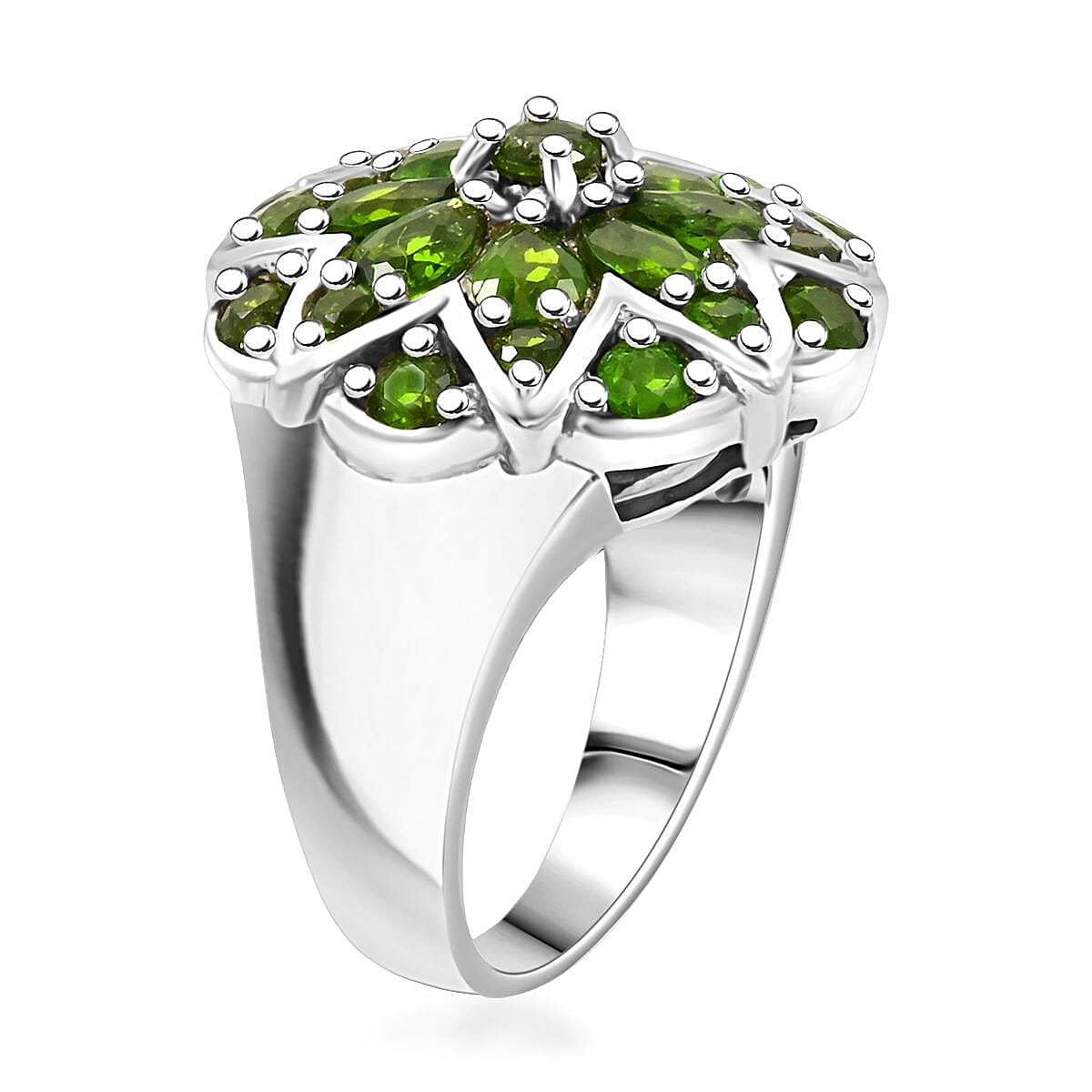 Chrome Diopside 2.15 ctw Ring in Platinum Over Sterling Silver (Size 9.0)