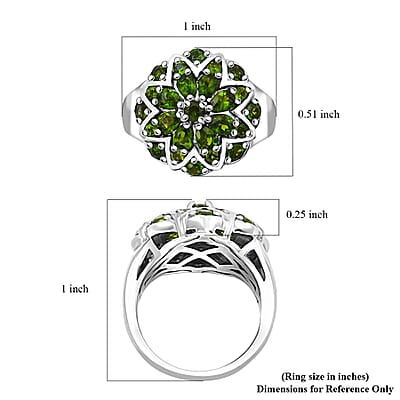 Chrome Diopside 2.15 ctw Ring in Platinum Over Sterling Silver (Size 9.0)