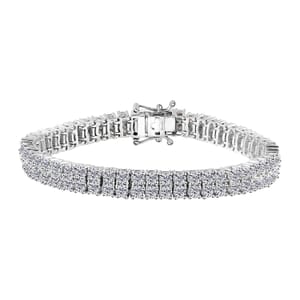 Moissanite 2 Row Tennis Bracelet in Platinum Over Sterling Silver (6.50 In) 8.75 ctw