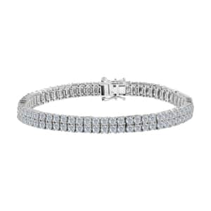 Moissanite 2 Row Tennis Bracelet in Platinum Over Sterling Silver (8.00 In) 10.65 ctw