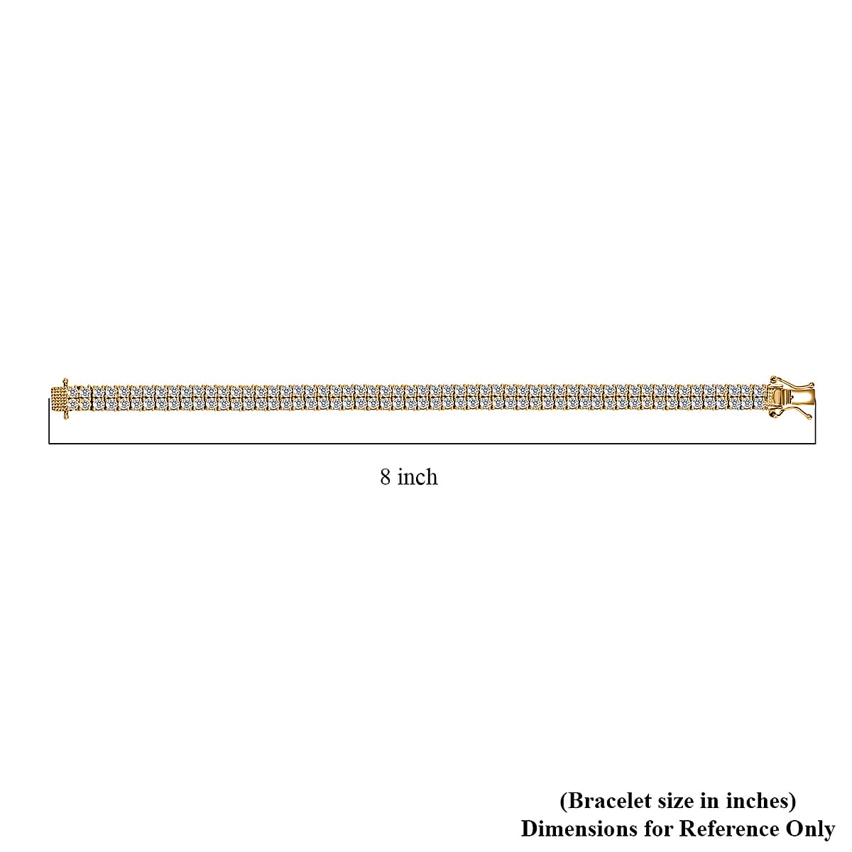 Moissanite 2 Row Tennis Bracelet in Vermeil Yellow Gold Over Sterling Silver (8.00 In) 10.65 ctw image number 4
