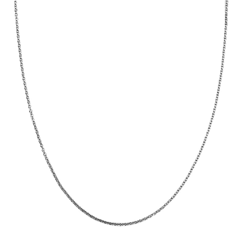 Rhodium Over Sterling Silver Oval Link Chain Necklace 20 Inches 2.55 Grams