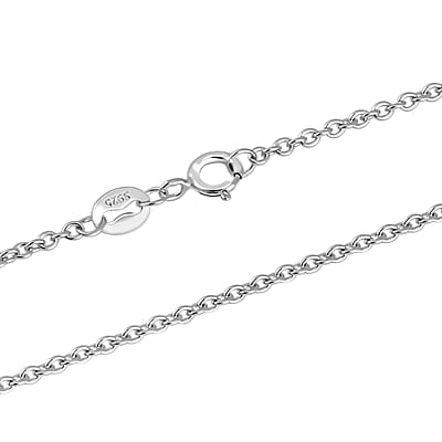 Rhodium Over Sterling Silver Oval Link Chain Necklace 20 Inches 2.55 Grams