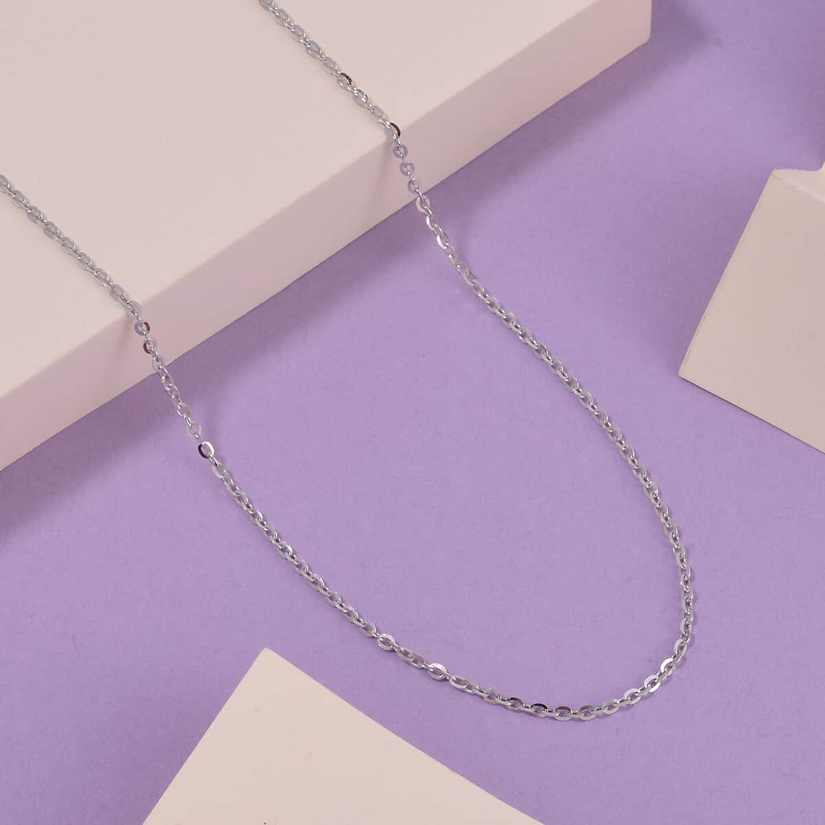 Rhodium Over Sterling Silver Link Chain Necklace 20 Inches 2.10 Grams image number 1