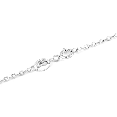 Rhodium Over Sterling Silver Link Chain Necklace 20 Inches 2.10 Grams
