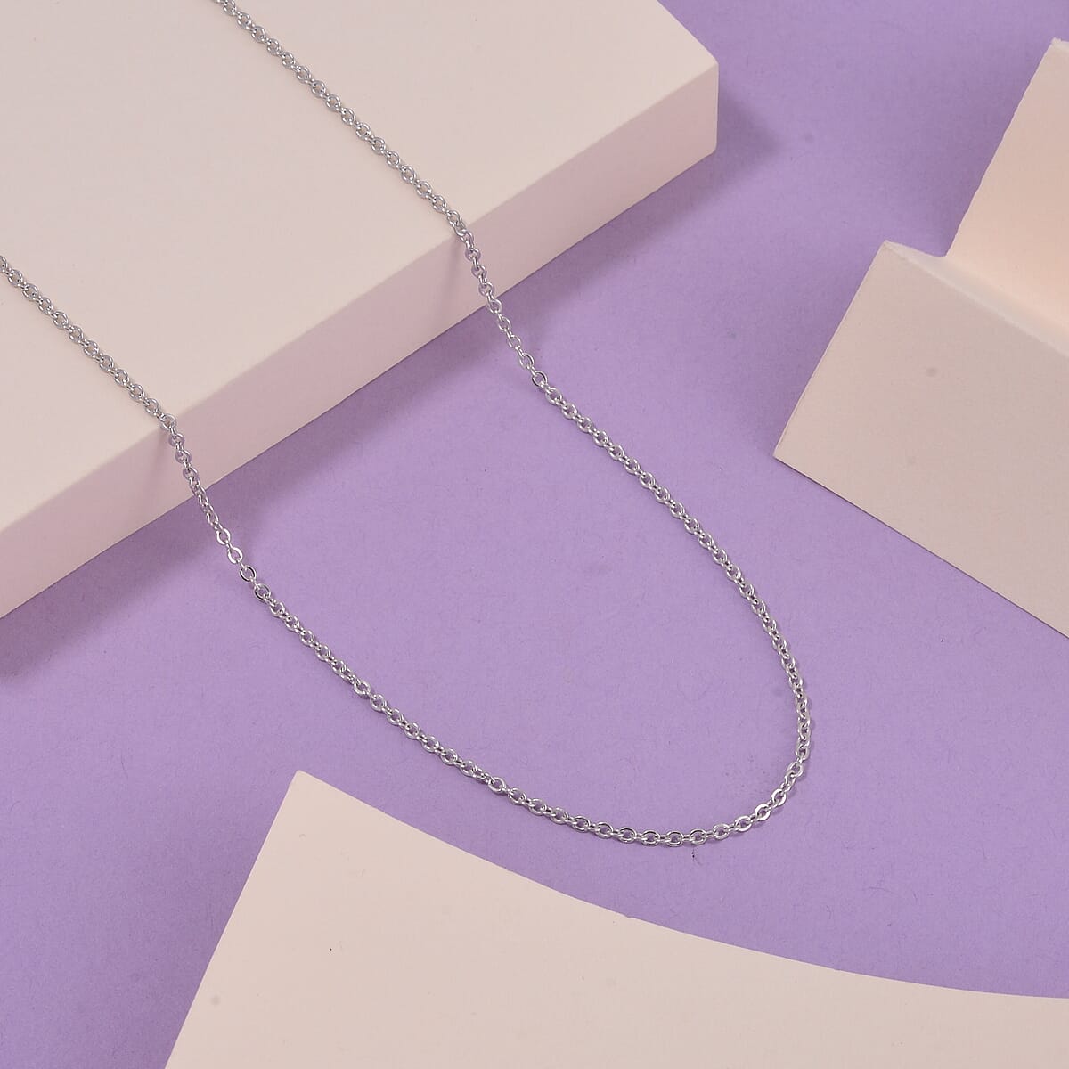 Rhodium Over Sterling Silver Cable Chain Necklace 20 Inches 2.55 Grams image number 1