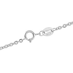 Rhodium Over Sterling Silver Cable Chain Necklace 20 Inches 2.55 Grams