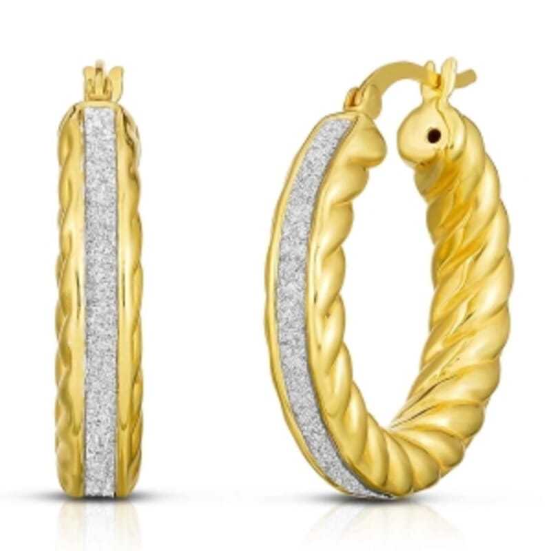 Hoop Earrings in 14K YG Over Sterling Silver 5.2 Grams