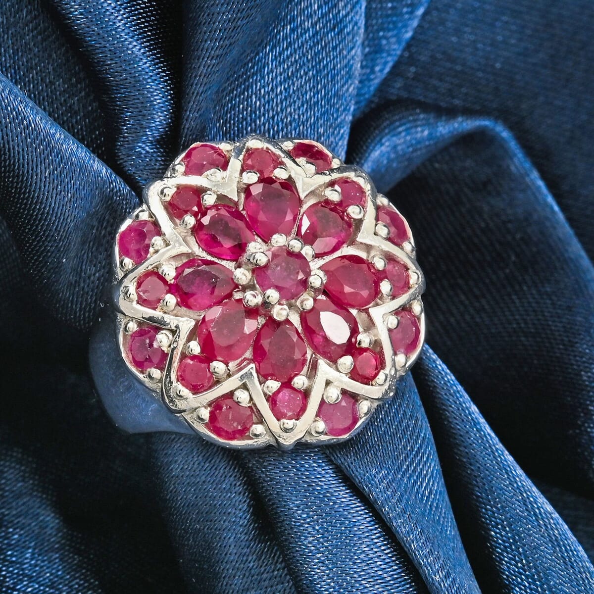 Niassa Ruby (FF) 2.15 ctw Ring in Platinum Over Sterling Silver (Size 10.0)  image number 1