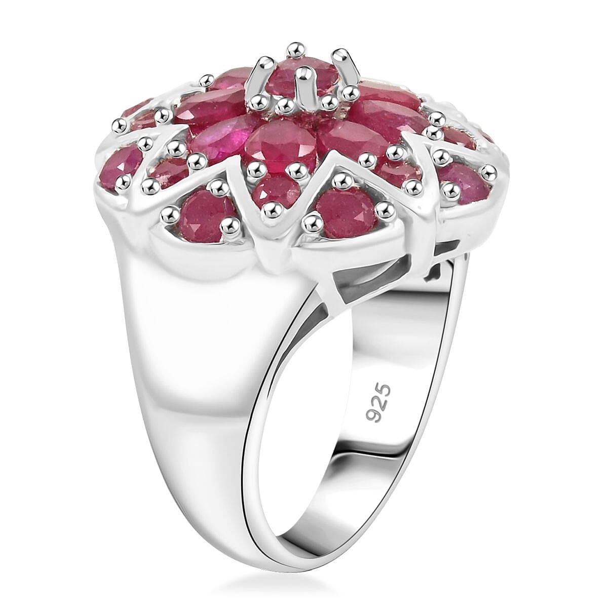 Niassa Ruby (FF) 2.15 ctw Ring in Platinum Over Sterling Silver (Size 10.0)