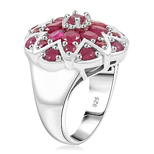 Niassa Ruby (FF) 2.15 ctw Ring in Platinum Over Sterling Silver (Size 10.0) 