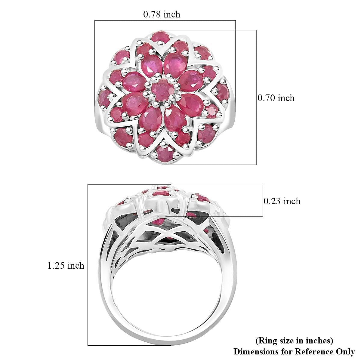 Niassa Ruby (FF) 2.15 ctw Ring in Platinum Over Sterling Silver (Size 10.0)
