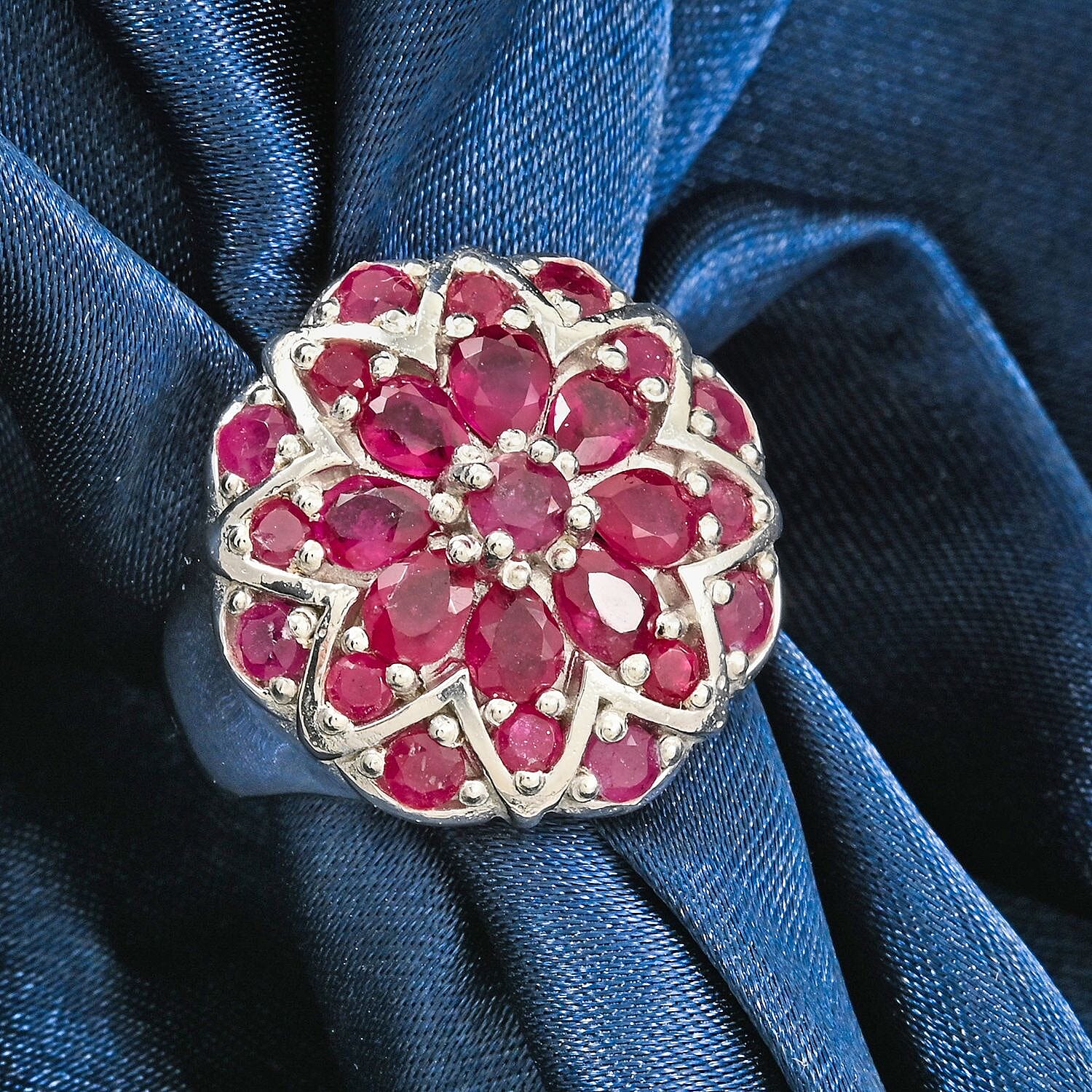 Niassa Ruby (FF) 2.15 ctw Ring in Platinum Over Sterling Silver (Size 8.0) 