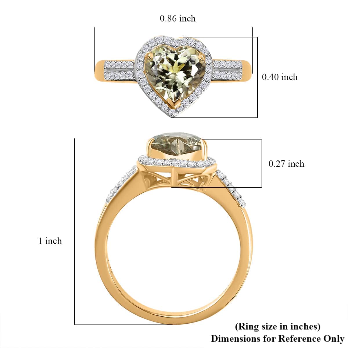 Luxoro 14K Yellow Gold AAA Turkizite and G-H I2 Diamond Heart Ring (Size 10.0) 2.35 ctw image number 5