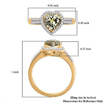 Luxoro 14K Yellow Gold AAA Turkizite and G-H I2 Diamond Heart Ring (Size 10.0) 2.35 ctw