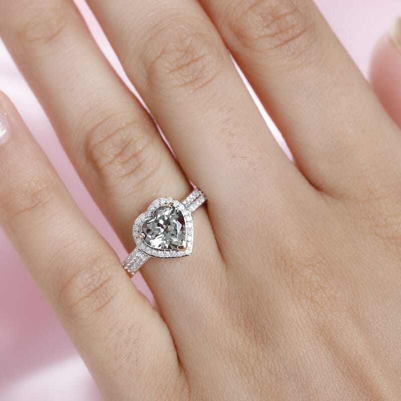 Luxoro 14K Yellow Gold AAA Turkizite and G-H I2 Diamond Heart Ring (Size 6.0) 2.35 ctw