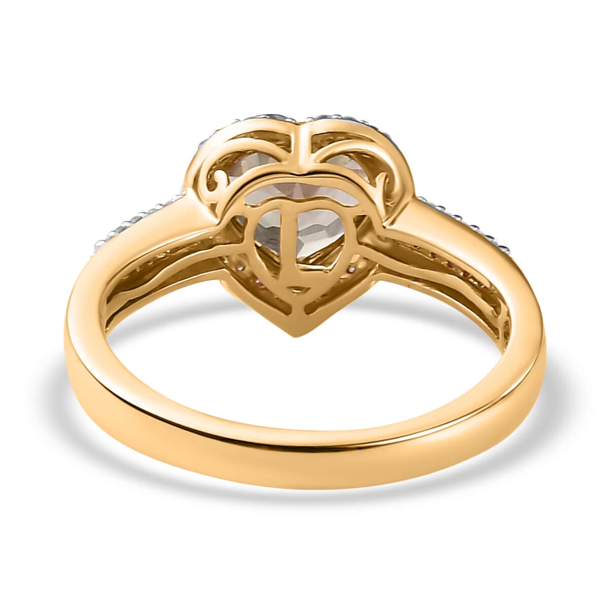 Luxoro 14K Yellow Gold AAA Turkizite and G-H I2 Diamond Heart Ring (Size 6.0) 2.35 ctw image number 4