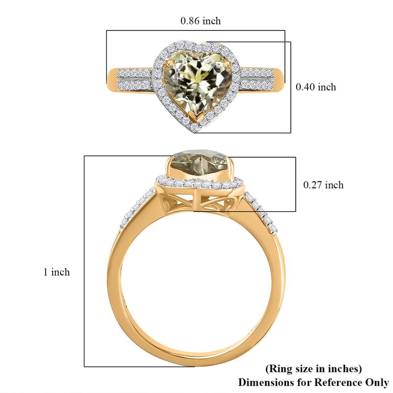 Luxoro 14K Yellow Gold AAA Turkizite and G-H I2 Diamond Heart Ring (Size 7.0) 2.35 ctw