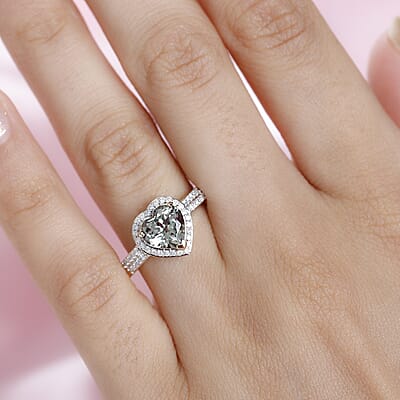 Luxoro 14K Yellow Gold AAA Turkizite and G-H I2 Diamond Heart Ring (Size 8.0) 2.35 ctw