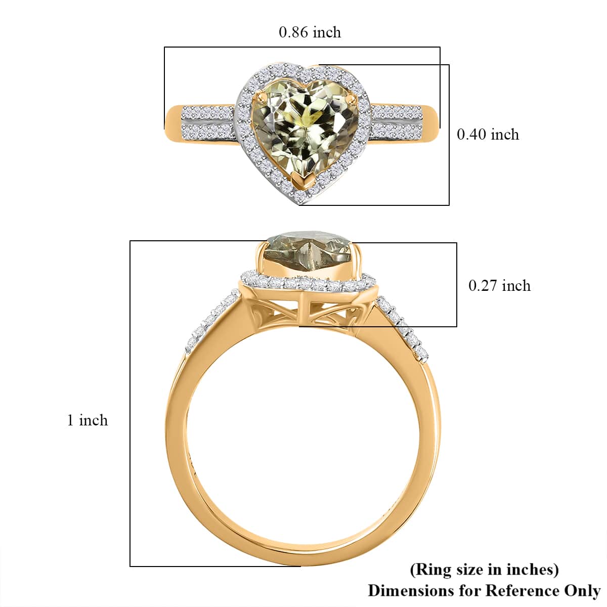 Luxoro 14K Yellow Gold AAA Turkizite and G-H I2 Diamond Heart Ring (Size 8.0) 2.35 ctw image number 5