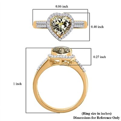 Luxoro 14K Yellow Gold AAA Turkizite and G-H I2 Diamond Heart Ring (Size 9.0) 2.35 ctw