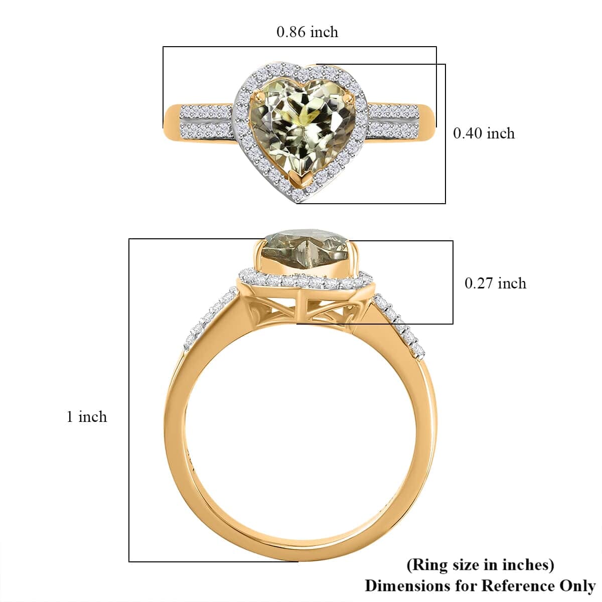 Luxoro 14K Yellow Gold AAA Turkizite and G-H I2 Diamond Heart Ring (Size 9.5) 2.35 ctw image number 5