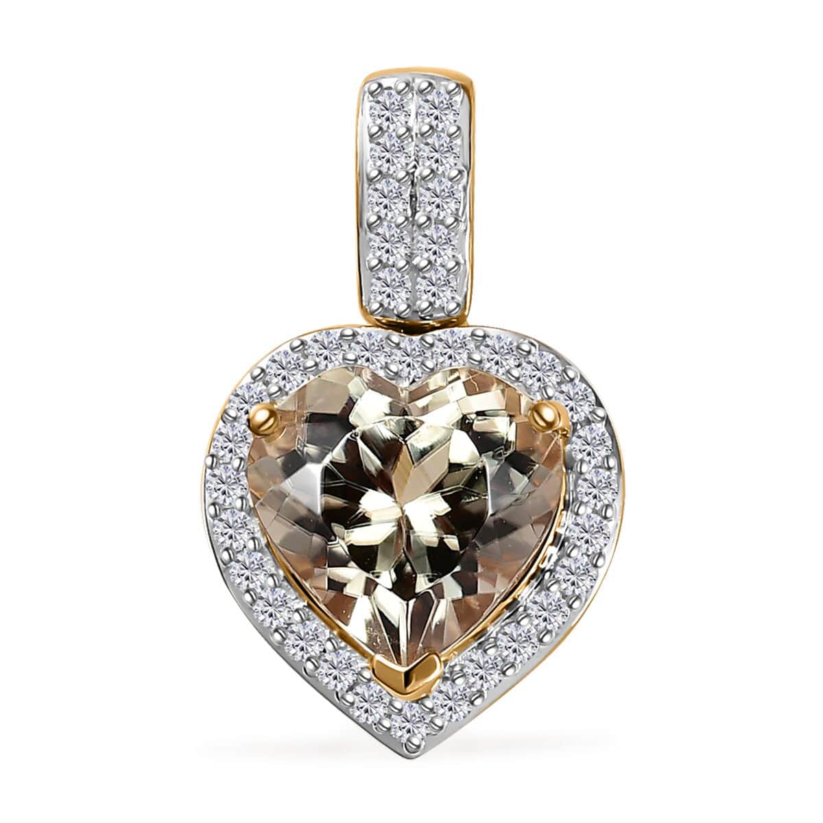 Luxoro 14K Yellow Gold AAA Turkizite and G-H I2 Diamond Heart Pendant 2.25 ctw image number 0