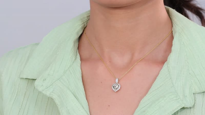 Luxoro 14K Yellow Gold AAA Turkizite and G-H I2 Diamond Heart Pendant without Chain 2.25 ctw