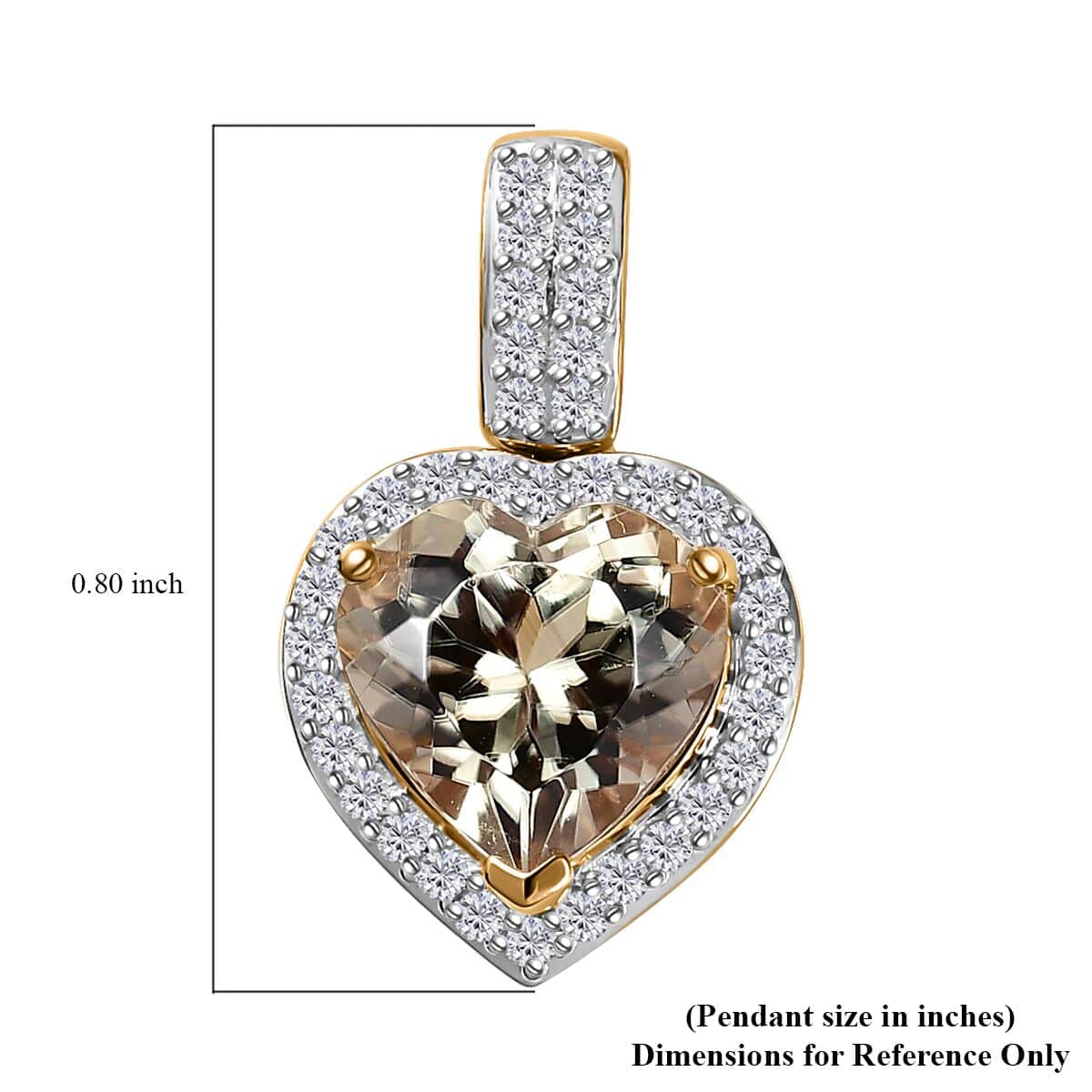 Luxoro 14K Yellow Gold AAA Turkizite and G-H I2 Diamond Heart Pendant 2.25 ctw image number 5