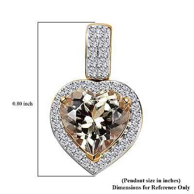 Luxoro 14K Yellow Gold AAA Turkizite and G-H I2 Diamond Heart Pendant without Chain 2.25 ctw