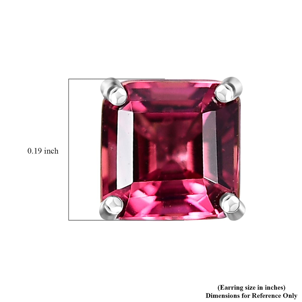 Luxoro 14K White Gold Asscher Cut AAA Ouro Fino Rubellite Stud Earrings 1.65 ctw