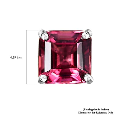 Luxoro 14K White Gold Asscher Cut AAA Ouro Fino Rubellite Stud Earrings 1.65 ctw