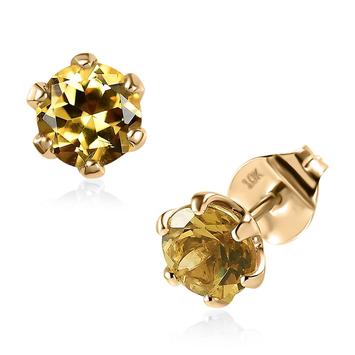 Luxoro 10K Yellow Gold Premium Brazilian Heliodor Solitaire Stud Earrings 1.60 ctw image number 0