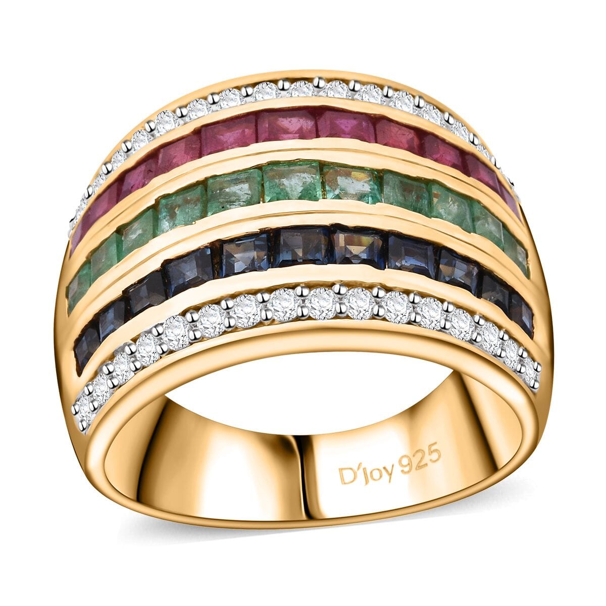 Multi Gemstone and White Zircon 3.70 ctw Rainbow Elegance Ring in Vermeil Yellow Gold Over Sterling Silver (Size 10.0) image number 0