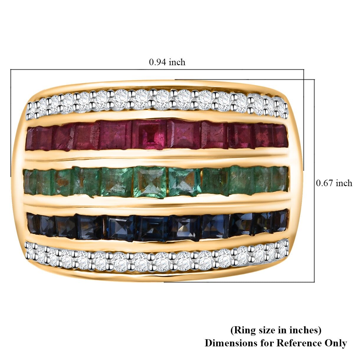 Multi Gemstone and White Zircon 3.70 ctw Rainbow Elegance Ring in Vermeil Yellow Gold Over Sterling Silver (Size 10.0) image number 5