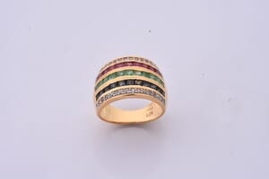 Multi Gemstone and White Zircon 3.70 ctw Rainbow Elegance Ring in Vermeil Yellow Gold Over Sterling Silver (Size 6.0)