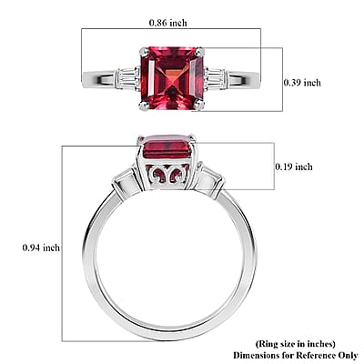 Luxoro Asscher Cut AAA Ouro Fino Rubellite and G-H I2 Diamond 1.90 ctw Ring in 14K White Gold (Size 10.0)