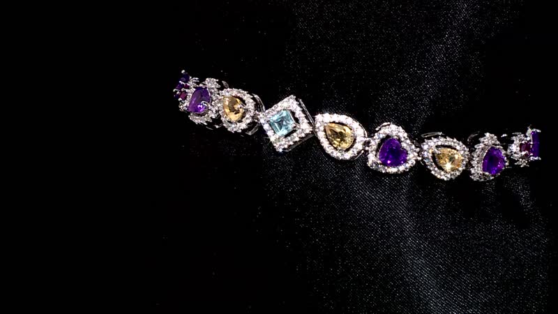 Multi Gemstone Bracelet in Platinum Over Sterling Silver (6.50 In) 9.60 ctw