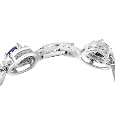Multi Gemstone Bracelet in Platinum Over Sterling Silver (6.50 In) 9.60 ctw
