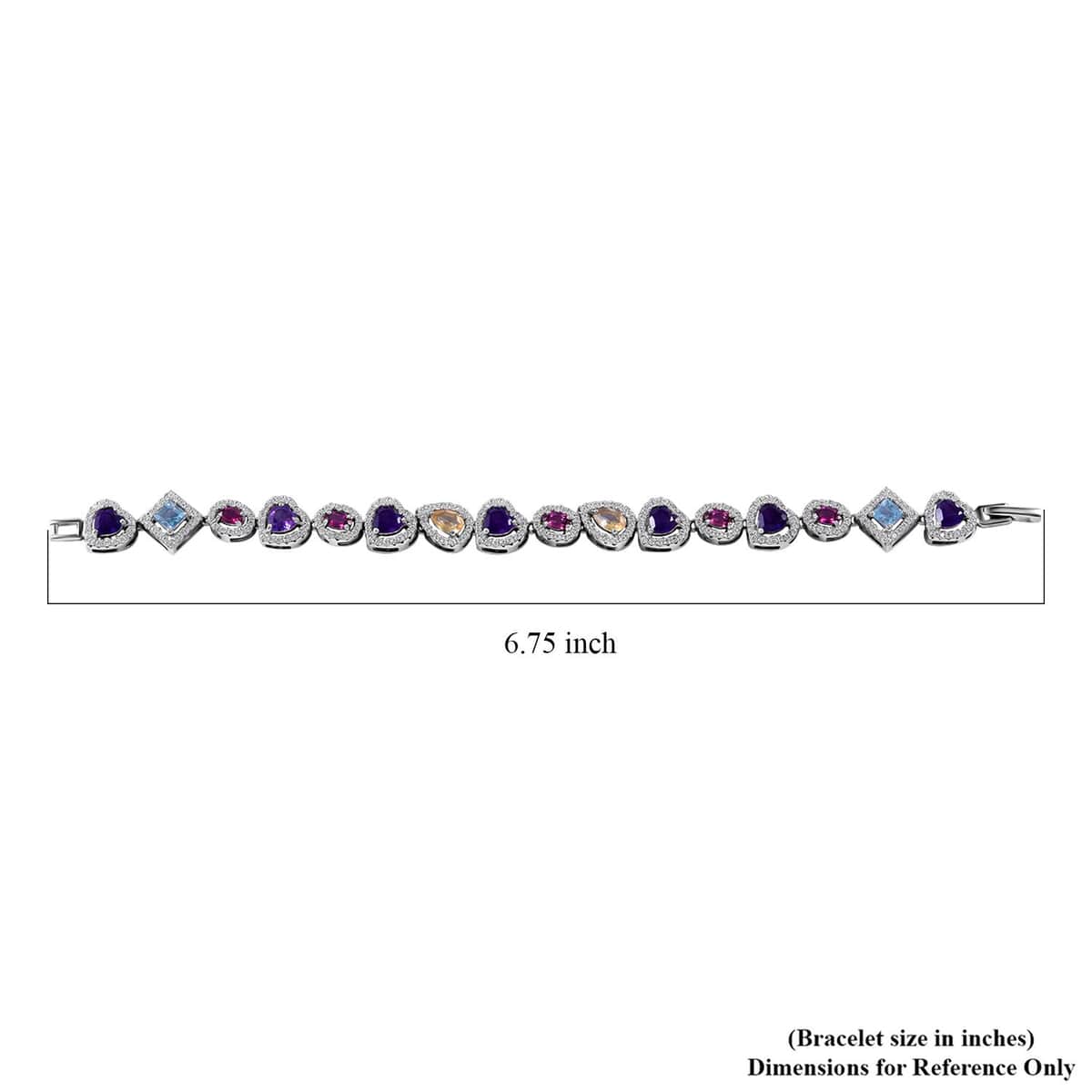 Multi Gemstone Bracelet in Platinum Over Sterling Silver (6.50 In) 9.60 ctw image number 2