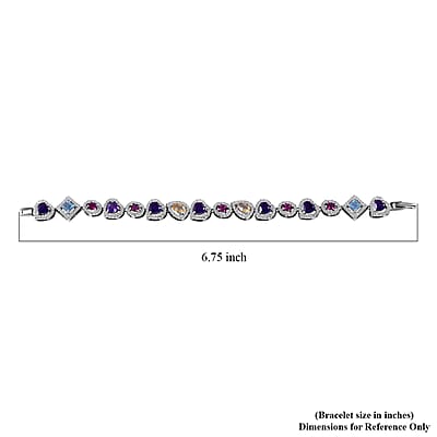 Multi Gemstone Bracelet in Platinum Over Sterling Silver (6.50 In) 9.60 ctw