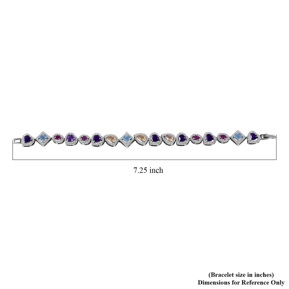 Multi Gemstone Bracelet in Platinum Over Sterling Silver (7.25 In) 10.75 ctw image number 2