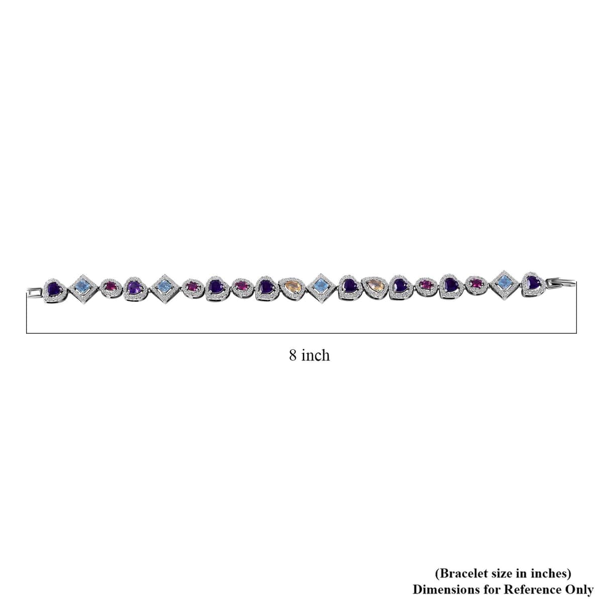 Multi Gemstone Bracelet in Platinum Over Sterling Silver (8.00 In) 12.00 ctw image number 2