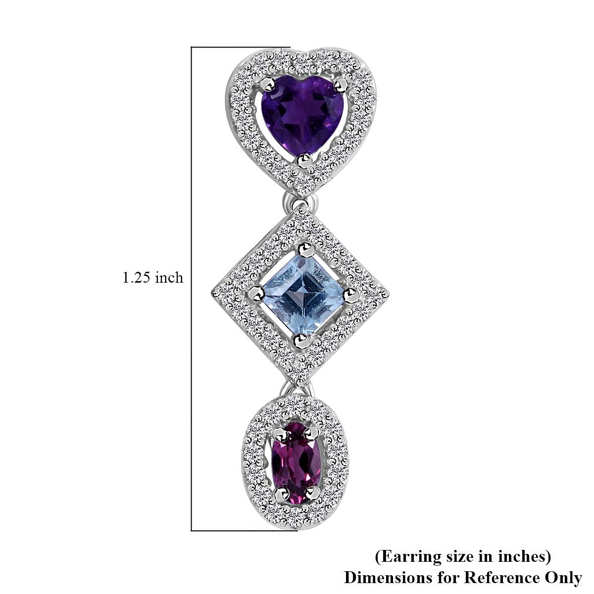 Buy Multi Gemstone Earrings in Platinum Over Sterling Silver