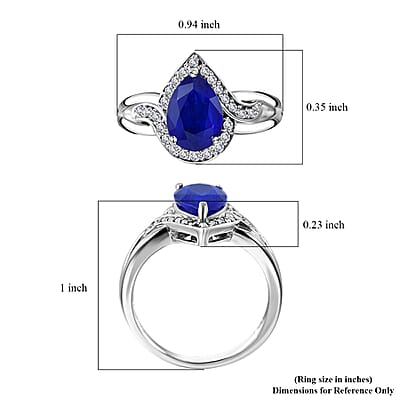 Tanzanian Blue Spinel (DF) and White Zircon Ring in Platinum Over Sterling Silver (Size 10.0) 2.80 ctw